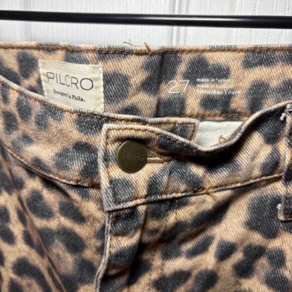 Anthropologie Pilcro Double Hem High-Rise Barrel Wide Leg Jeans - 27 Leopard - Picture 4 of 4